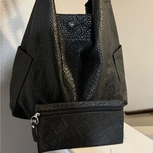 Rough & Tumble Black Woven Leather Shoulder Bag